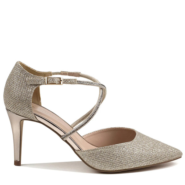 Dyeables Kennedy Champagne Shimmer High Heel Stiletto Pumps Shoes