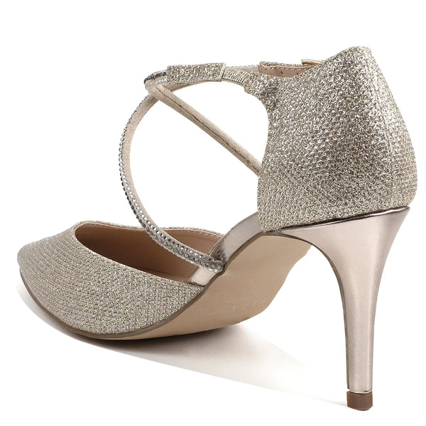 Dyeables Kennedy Champagne Shimmer High Heel Stiletto Pumps Shoes