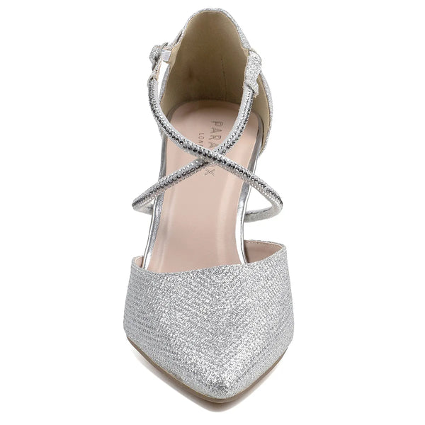 Dyeables Kennedy Silver Shimmer High Heel Stiletto Pumps Shoes