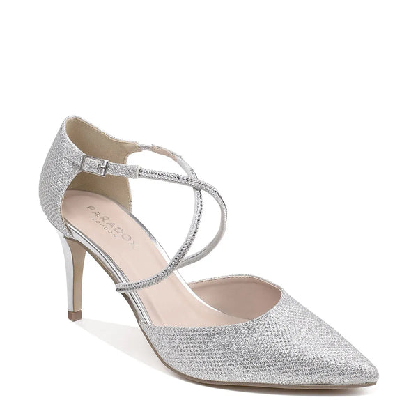 dyeables Kennedy Silver Shimmer High Heel Stiletto Pumps Shoes