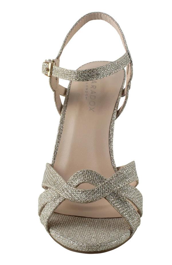 Dyeables Kitty Champagne Glitter High Heel Sandals Shoes