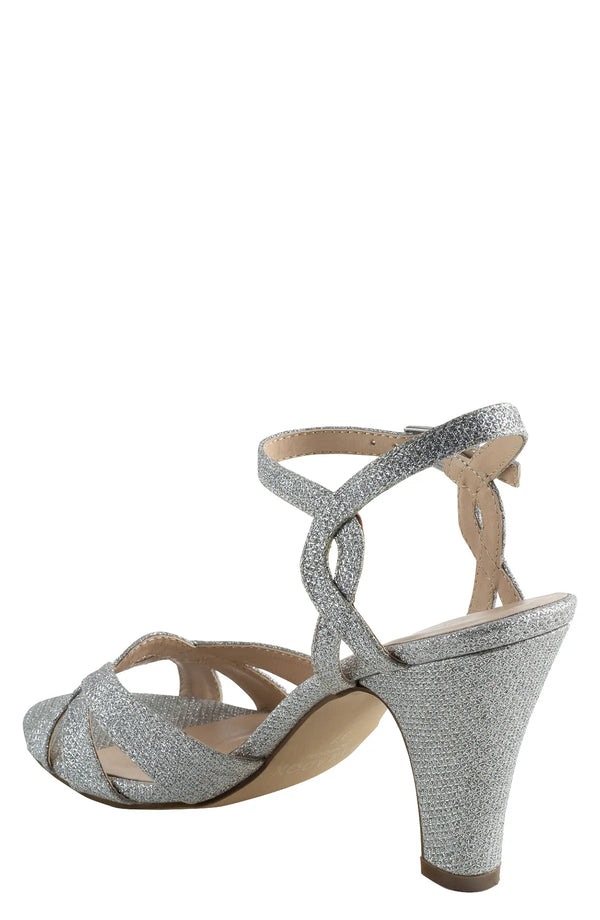Dyeables Kitty Silver Glitter High Heel Sandals Shoes