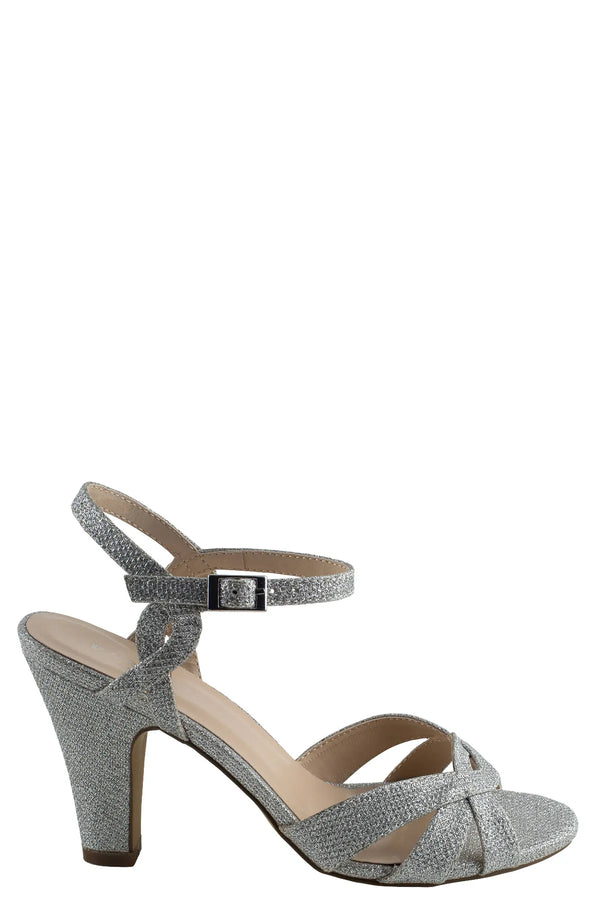 Dyeables Kitty Silver Glitter High Heel Sandals Shoes