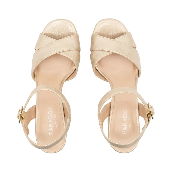 Dyeables Landon Champagne Glitter High Heel Peeptoe Platform Pumps Shoes