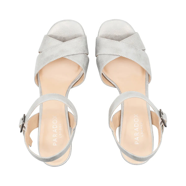 Dyeables Landon Silver Glitter High Heel Peeptoe Platform Pumps Shoes