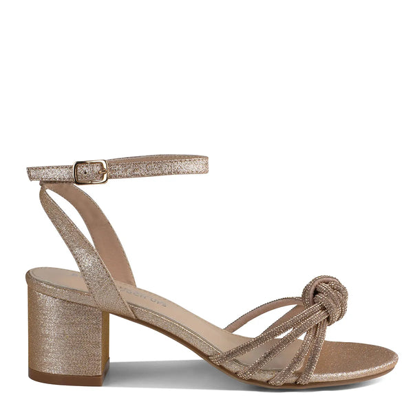 Dyeables Libra Champagne Glitter Block Heel Sandals Shoes