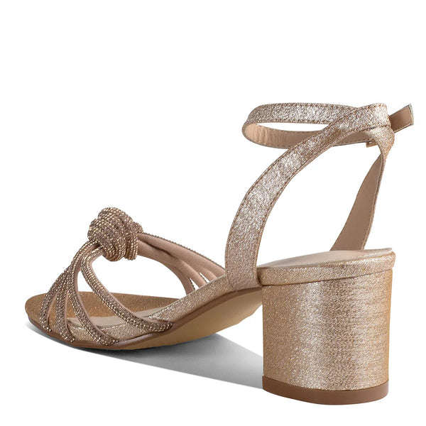 Dyeables Libra Champagne Glitter Block Heel Sandals Shoes