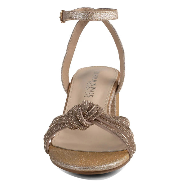 Dyeables Libra Champagne Glitter Block Heel Sandals Shoes