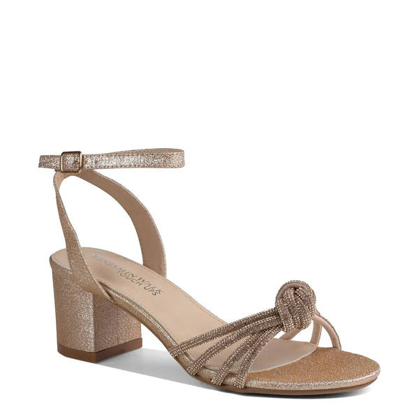 dyeables Libra Champagne Glitter Block Heel Sandals Shoes