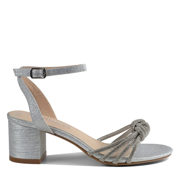 Dyeables Libra Silver Glitter Block Heel Sandals Shoes