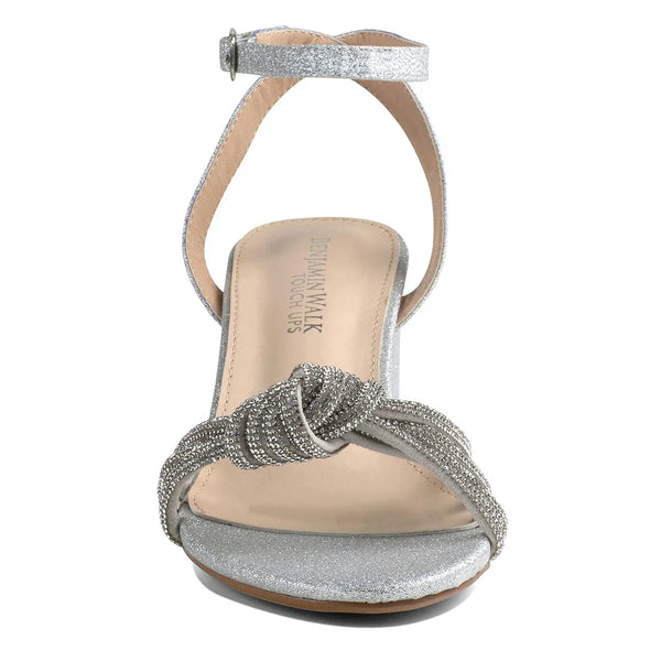 Dyeables Libra Silver Glitter Block Heel Sandals Shoes