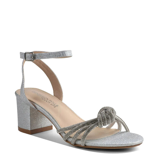 dyeables Libra Silver Glitter Block Heel Sandals Shoes