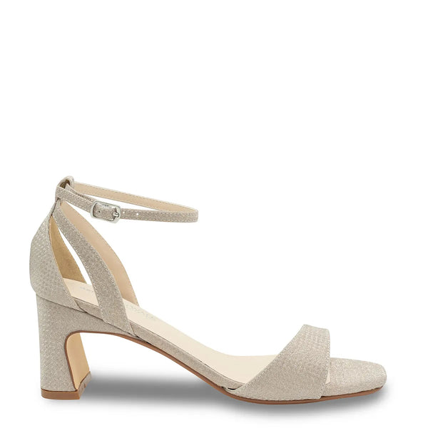 Dyeables Lilibet Champagne Glitter Sculptured Heel Sandals Shoes