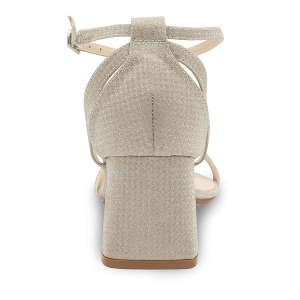 Dyeables Lilibet Champagne Glitter Sculptured Heel Sandals Shoes