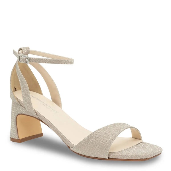 dyeables Lilibet Champagne Glitter Sculptured Heel Sandals Shoes