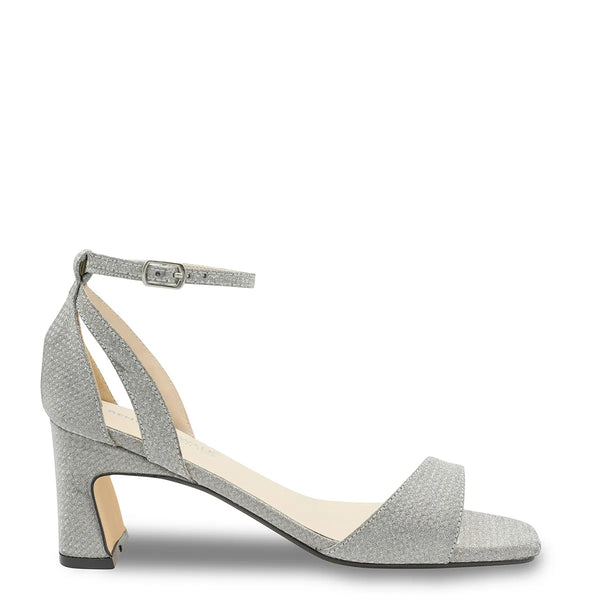 Dyeables Lilibet Silver Glitter Sculptured Heel Sandals Shoes