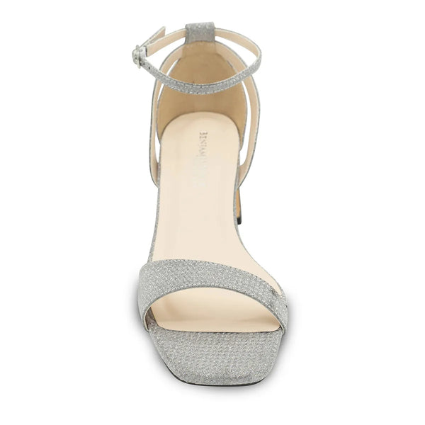 Dyeables Lilibet Silver Glitter Sculptured Heel Sandals Shoes