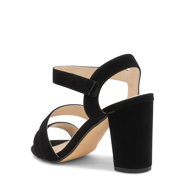 Dyeables Lucille Black Lamy Block Heel Sandals With Velcro Closure Shoes