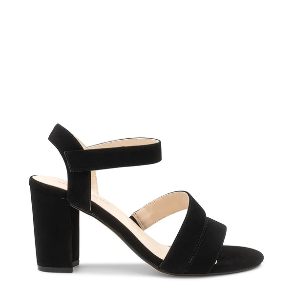 Dyeables Lucille Black Lamy Block Heel Sandals With Velcro Closure Shoes