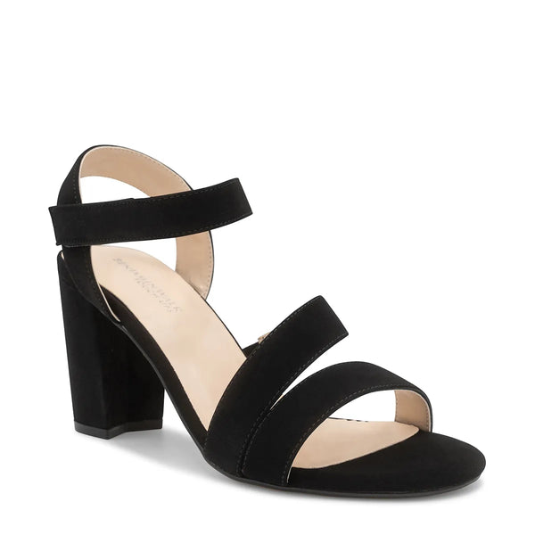 dyeables Lucille Black Lamy Block Heel Sandals with Velcro Closure Shoes