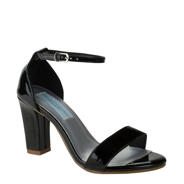 dyeables Maddox Black Patent Block Heel Sandals Shoes