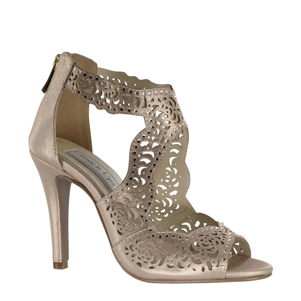 dyeables Margot Nude Shimmer High Heel Stiletto Sandals with Zipper Shoes