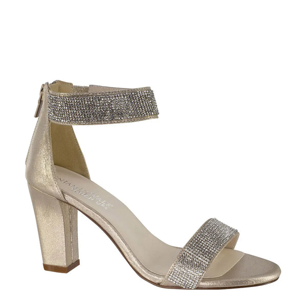 dyeables Marley Champagne Shimmer Stable Heel Sandals Shoes