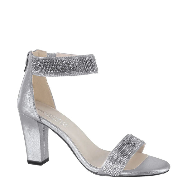 dyeables Marley Silver Shimmer Stable Heel Sandals Shoes