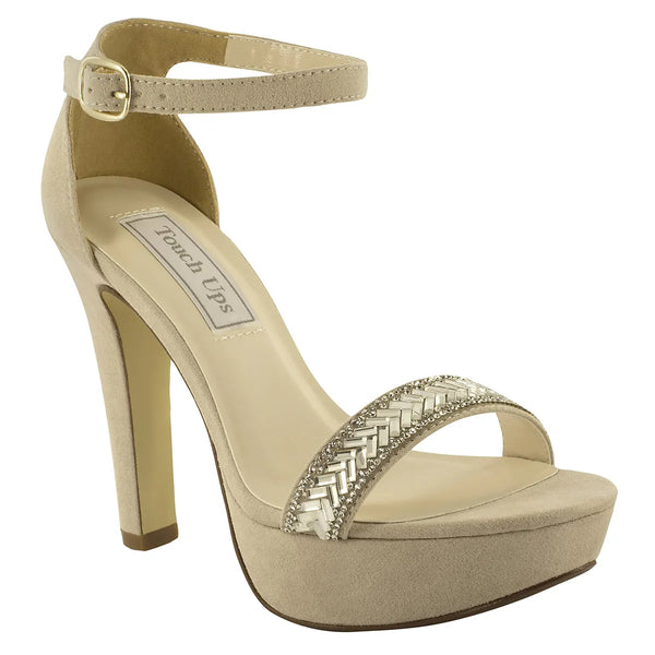 Dyeables Mary Beige Imitation Suede High Stable Heel Platform Sandals Shoes