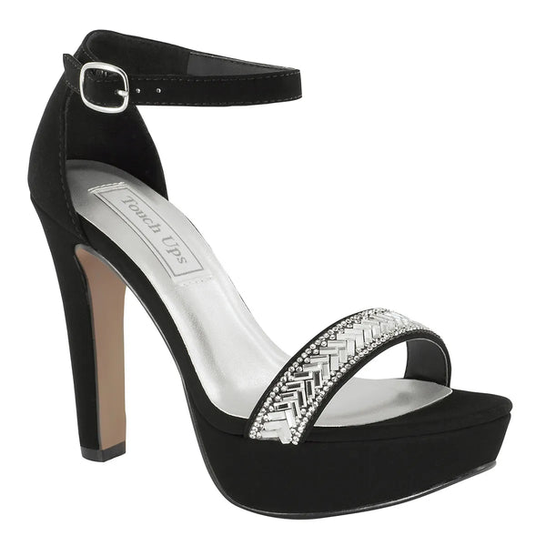 Dyeables Mary Black Imitation Suede High Stable Heel Platform Sandals Shoes