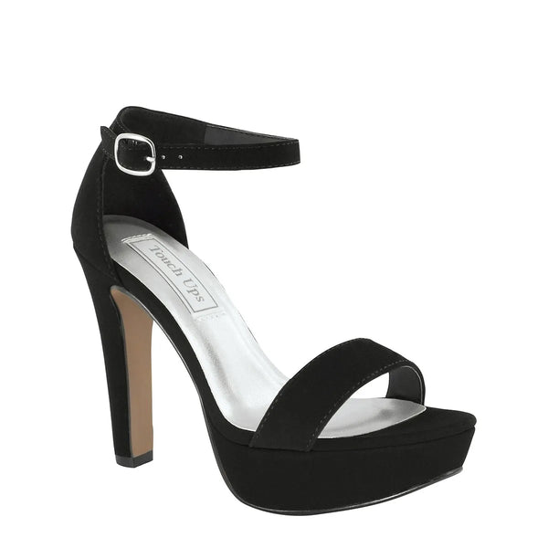 dyeables Mary Black Imitation Suede High Stable Heel Platform Sandals Shoes