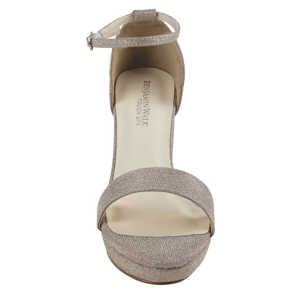 Dyeables Mia Champagne Glitter High Block Heel Open Toe Platform Sandals Shoes