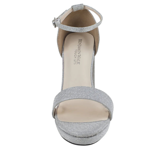 Dyeables Mia Silver Glitter High Block Heel Open Toe Platform Sandals Shoes