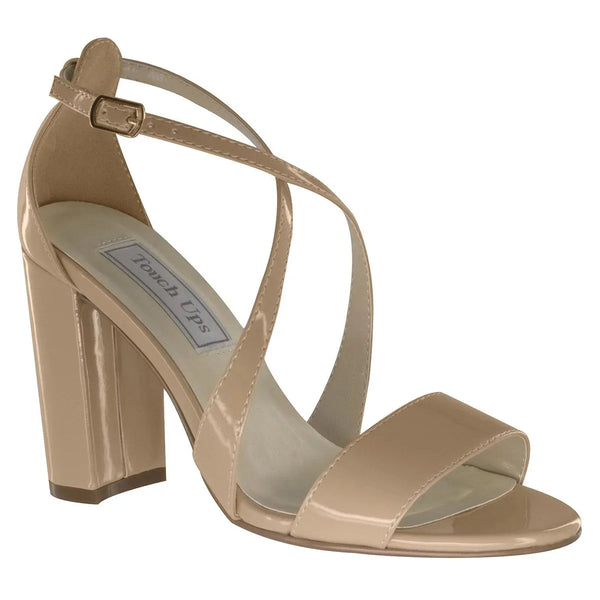dyeables Micah Nude Patent Block Heel Sandals Shoes