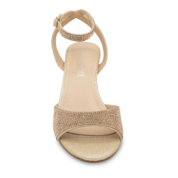 Dyeables Moxie Champagne Glitter Wedge Sandals With Stones Shoes