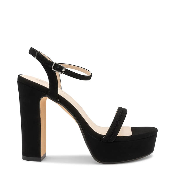 Dyeables Natalia Black Lamy High Block Heel Platform Sandals Shoes