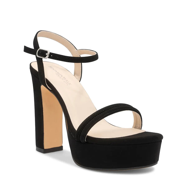 dyeables Natalia Black Lamy High Block Heel Platform Sandals Shoes