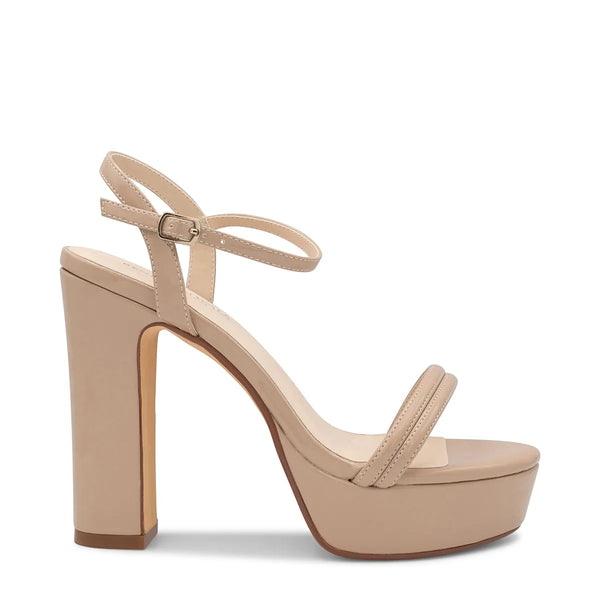 Dyeables Natalia Nude Patent High Block Heel Platform Sandals Shoes