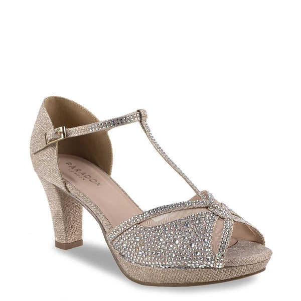 dyeables Nora Champagne Shimmer Low Heel Peeptoe Platform Sandals Shoes