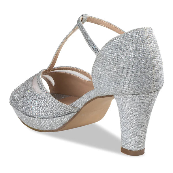 Dyeables Nora Silver Shimmer Low Heel Peeptoe Platform Sandals Shoes