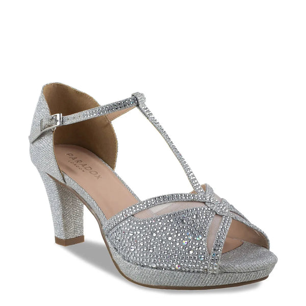 dyeables Nora Silver Shimmer Low Heel Peeptoe Platform Sandals Shoes