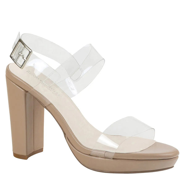 dyeables Nova Clear Vinyl High Block Heel Platform Sandals Shoes