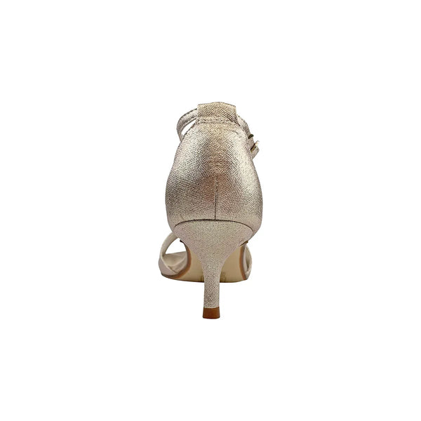 Dyeables Ophelia Champagne Shimmer Kitten Heel Sandals With Jewels Shoes