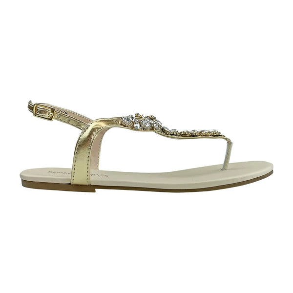 Dyeables Paula Gold Metallic Flat Thong Sandals Shoes