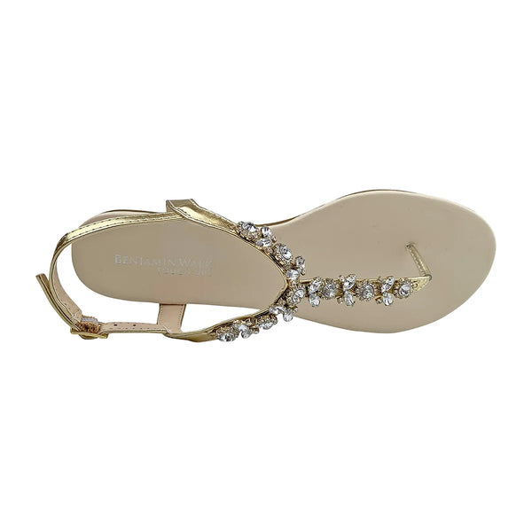 Dyeables Paula Gold Metallic Flat Thong Sandals Shoes