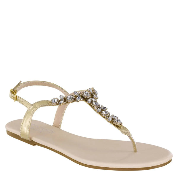 dyeables Paula Gold Metallic Flat Thong Sandals Shoes