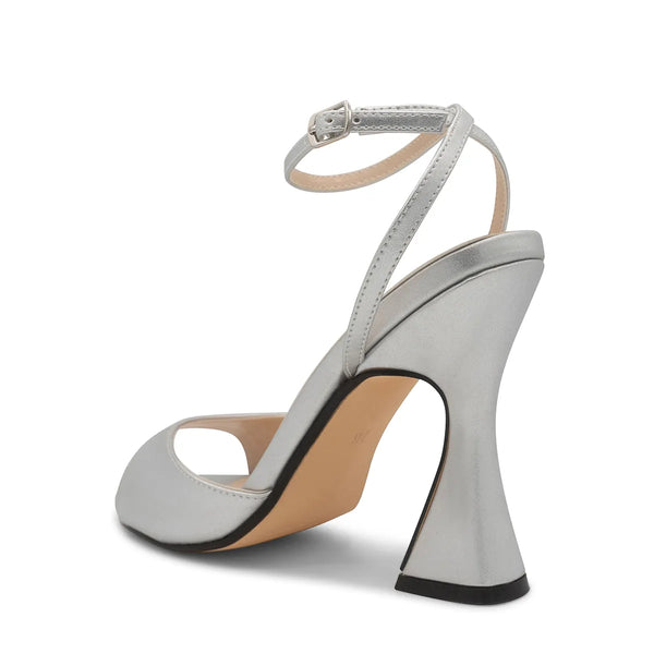 Dyeables Quinn Silver PU Sculpted High Heel Sandals Shoes