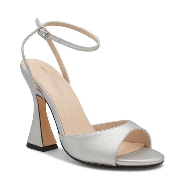 dyeables Quinn Silver PU Sculpted High Heel Sandals Shoes