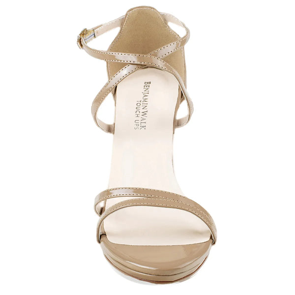 Dyeables Reign Tan Nude Patent High Heel Open Toe Platform Sandals Shoes