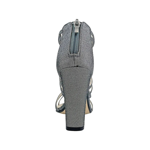 Dyeables Rhyan Pewter Glitter Block Heel Sandals Shoes